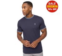 Crosshatch Shellworth Mens Designer Casual Crew Neck Cotton T-Shirt Tee Navy