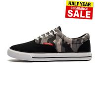 Crosshatch Skywalk Mens Trainers Classic Casual Camo Canvas Plimsoll Black