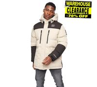 Crosshatch Squadage Panel Mens Quilted Puffer Desinger Coat Jacket Cream