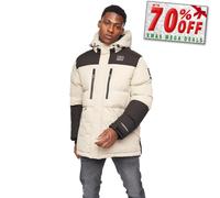 Crosshatch Squadage Panel Mens Quilted Puffer Desinger Coat Jacket Cream