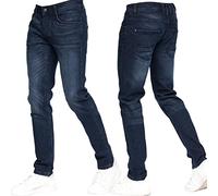 Crosshatch Stretch Slim Fit Jeans Mens Denim Designer Trousers Pants Dark Wash 34W X 30L