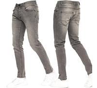 Crosshatch Stretch Slim Fit Jeans Mens Denim Designer Trousers Pants Light Grey 30W X 34L