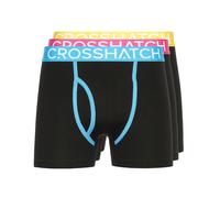 Crosshatch Mens Trioglow Three Pack Open Fly Boxers Shorts Black S