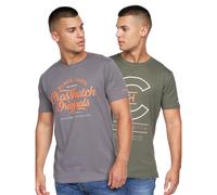 Crosshatch Univarsity T-Shirt 2Pk Men's | T-Shirt | Olive/Grey | UK Size Small