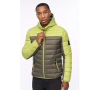 Crosshatch Velopment Men's Technical Hooded Puffer Jacket with 3D Rubber Badge Detail in Green | Size: Large Crosshatch Green L
