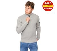 Crosshatch Wellburys Mens Chunky Knitted Cotton Jumper Warm Winter Sweater Grey