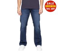 Crosshatch Winsbury Mens Casual Fashion Designer Bootcut Bottoms Jeans Navy