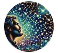 Crossing Constellations 1000 Pieces Jigsaws Stress Reliever Difficult Challenge for Adults & Kids Unique Challenge Game Round Family Game Gifts (67.5x67.5cm)