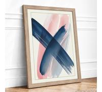 Crossing Lines Minimalist Framed Wall Art Print A1 (84.1×59.4cm) Oak,