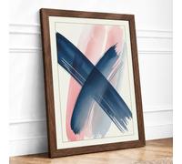 Crossing Lines Minimalist Framed Wall Art Print A2 (59.4×42cm) Walnut,