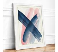 Crossing Lines Minimalist Framed Wall Art Print A2 (59.4×42cm) White,