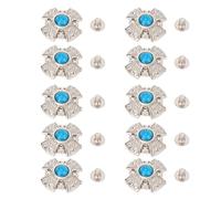 Crossing Screw Back Buttons Colorful Gemstones Decorative Rivets Studs for Leather Saddles Wine Bags Vintage Elegant Alloy Zinc Iron 19.5mm 10 Sets (Blue)