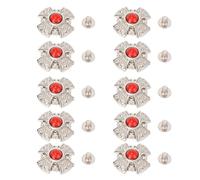 Crossing Screw Back Buttons Colorful Gemstones Decorative Rivets Studs for Leather Saddles Wine Bags Vintage Elegant Alloy Zinc Iron 19.5mm 10 Sets (red)