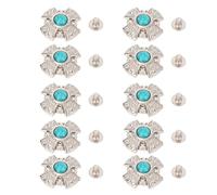 Crossing Screw Back Buttons Colorful Gemstones Decorative Rivets Studs for Leather Saddles Wine Bags Vintage Elegant Alloy Zinc Iron 19.5mm 10 Sets (Green)