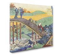 Crossing the Bridge by Katsushika Hokusai Canvas Print | Gallery Wrapped 30mm Frame Wall Art | 20x20 inches | Ready to Hang | Asian Cityscape Picture | Living Room Bedroom Lounge Office