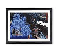Crossing The Caoqi River By Utagawa Kuniyoshi Asian Japanese Framed Print | A3 Black Framed Wall Art | Ready to Hang | Asian Landscape Picture | Living Room Bedroom Lounge Office