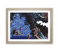 Crossing The Caoqi River By Utagawa Kuniyoshi Asian Japanese Framed Print | A4 Oak Framed Wall Art | Ready to Hang | Asian Landscape Picture | Living Room Bedroom Lounge Office