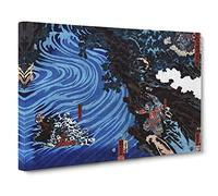 Crossing The Caoqi River By Utagawa Kuniyoshi Canvas Print | Gallery Wrapped 30mm Frame Wall Art | 20x14 inches | Ready to Hang | Asian Landscape Picture | Living Room Bedroom Lounge Office