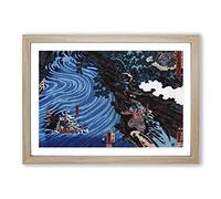 Crossing The Caoqi River by Utagawa Kuniyoshi Framed Print | A2 Oak Framed Wall Art | Ready to Hang | Modern Landscape Picture | Living Room Bedroom Lounge Office