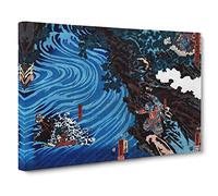 Crossing The Caoqi River by Utagawa Kuniyoshi Painting Canvas Print | Gallery Wrapped 30mm Frame Wall Art | 30x20 inches | Ready to Hang | Asian Landscape Picture | Living Room Bedroom Lounge Office