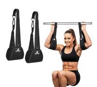 CROSSJAB AB Sling Straps for Pull Up Bar Hanging, Padded Hanging Ab Straps with Steel Carabiners for Ab Swing & Leg Raises, Core Training Pair Home Gym Fitness (Black)