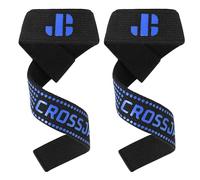 CROSSJAB Titan Armour Weight Lifting Straps 60cm Extended Length Gel Grip Wrist Support Padded Cotton Lifting Wraps for Deadlifts Bodybuilding & Strength Training Non-Slip Bar Grip (Blue)