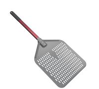 crosson Pizza Peel Perforated 12 Inches, 30 x 73 cm Pizza Shovel Made of Hard Anodised Aluminium, Pizza Pusher with Extended Silicone Handle for Homemade Pizza and Bread