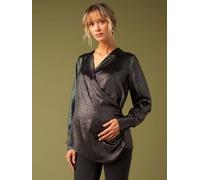 Crossover Blouse for Maternity, Iridescent Effect, ENVIE DE FRAISE black