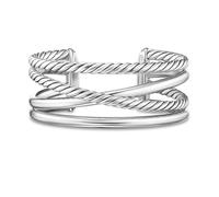 Crossover Five Row Cuff Bracelet In Sterling Silver, 24.4mm - Size Medium