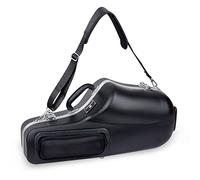 Crossrock ABS Alto Saxophone Case | Contoured Black Shell, Blue Plush Interior, Shoulder Strap, Accessory Pocket - Lightweight Hardshell -Black (CRA862ASBK)