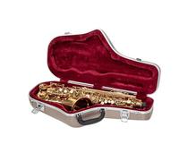Crossrock ABS Alto Saxophone Case - Contoured Champagne Finish, Burgundy Velvet Interior, Accessory Pocket, Security Lock & Detachable Strap - Champagne (CRA862ASCH)