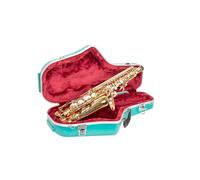 Crossrock ABS Alto Saxophone Case | Matte Mint Blue Shell, Red Plush Interior, Detachable Strap, Lock - Stylish & Durable ABS Case