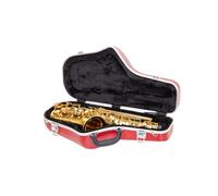 Crossrock ABS Alto Saxophone Case | Matte Red Shell, Security Lock, Shoulder Strap, Accessory Pocket - Lightweight Hardshell for Everyday Use -Red (CRA862ASRD)