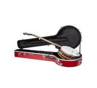 Crossrock ABS Banjo Case with Backpack Straps | Red Matt Finish for 5-String Resonator & Tenor - Plush Interior, Lock, Molded Hardshell -Red (CRA861BJRD)