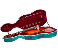 Crossrock ABS Cello Case for 4/4 & 3/4 Size | Mint Blue Matte Finish, Wine Red Velvet Interior, Molded Hardshell with Wheels, Lock, Dual Bow Holders & Backpack Straps - Mint Blue（CRA862CEFMB-1）