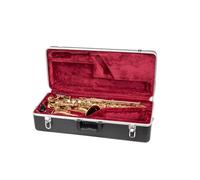 Crossrock ABS Molded Case for Alto Saxophone | Black Texture with Deep Red Velvet Interior, Security Lock & Detachable Strap - Lightweight Hardshell Protection (CRA865ASBK-R)