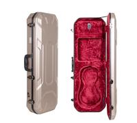 Crossrock ABS Oblong Violin Case for 4/4 Size | Champagne Scratch-Resistant Shell, Burgundy Velvet Interior, Backpack Straps - Lightweight Hard Case for Daily Use