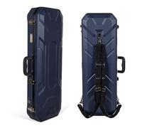 Crossrock ABS Oblong Violin Case for 4/4 Size | Matte Black Scratch-Resistant Shell, Burgundy Velvet Interior, Backpack Straps - Lightweight Hard Case for Daily Use - Blue(CRA860VFBL)