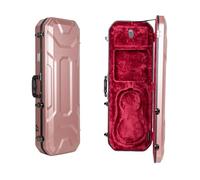 Crossrock ABS Oblong Violin Case for 4/4 Size | Rose Gold Scratch-Resistant Shell, Burgundy Velvet Interior, Backpack Straps - Lightweight Hard Case for Daily Use