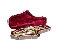 Crossrock ABS Tenor Saxophone Case - Contoured Champagne Finish, Burgundy Velvet Interior, Accessory Pocket, Security Lock & Detachable Strap - Champagne (CRA862TSCH)