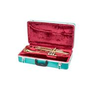 Crossrock ABS Trumpet Case | Matte Mint Blue Shell, Red Plush Interior, Shoulder Strap - Rectangular Hardshell for Bb Trumpet -Mint Blue (CRA862TRMB)