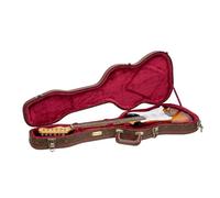 Crossrock Contoured Wooden Electric Guitar Case for Fender Stratocaster & Telecaster | Blossom Brown Finish,Burgundy Velvet Interior, Lock - Designer Series