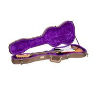 Crossrock Contoured Wooden Electric Guitar Case for Stratocaster & Telecaster | Chocolate Brown Finish,Purple Velvet Interior, Lock - Designer Series
