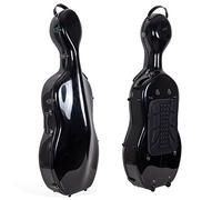 Crossrock CRF1000CEFBK Fiberglass Cello 4/4 Case with Wheels in Black