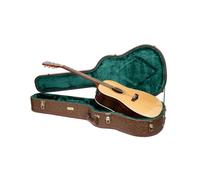 Crossrock Designer Series- Universal Wooden Case for Gibson Acoustic J45, Martin Dreadnought Guitars- Security Lock, Metal Feet, Storage Space- Blossom Brown((CRW530DBQ)
