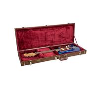 Crossrock Designer Series Rectangular Electric Guitar Case for Jazzmaster & Jaguar | Faux Leather, Burgundy Velvet Interior, Lock - Premium Wooden Hardshell - Blossom Brown(CRW530JMBQ)