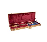 Crossrock Designer Series- Wooden Case for Jazzmaster/Jaguar Style Electric Guitars- Security Lock, Metal Feet, Storage Space- Luxury Gold(CRW520JMLG)