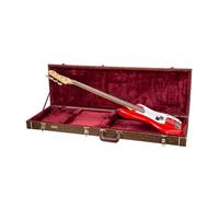 Crossrock Designer Series Rectangular Electric Guitar Case for Strat & Tele | Blossom Brown Faux Leather, Burgundy Velvet Interior, Lock - Wooden Hardshell - Blossom Brown（CRW530EBQ）