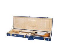 Crossrock Designer Series- Wooden Case for Fender Stratocaster and Telecaster Guitars- Security Lock, Metal Feet, Storage Space- Vibrant Blue(CRW520EVB)