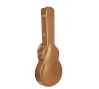 Crossrock Designer Series Wooden Electric Guitar Case for 335 Style Semi-Hollow | Luxury Gold Faux Leather, Burgundy Velvet Interior, Lock - Premium Hardshell